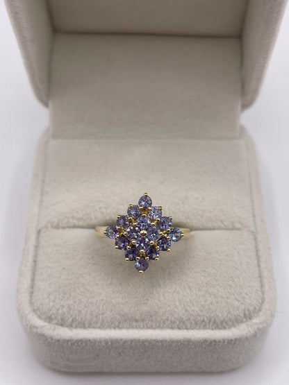 9ct gold tanzanite cluster ring