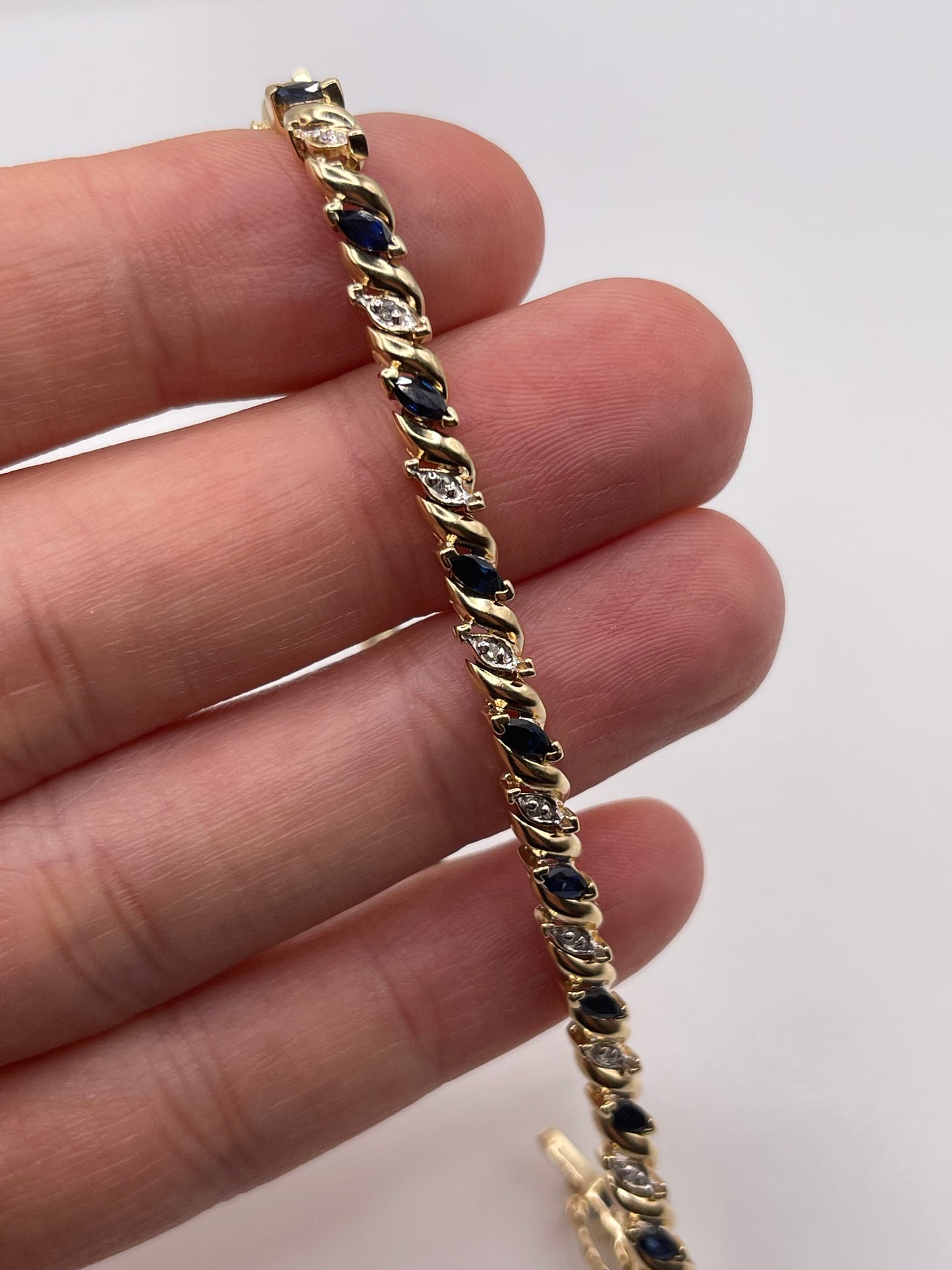 9ct gold sapphire and diamond bracelet