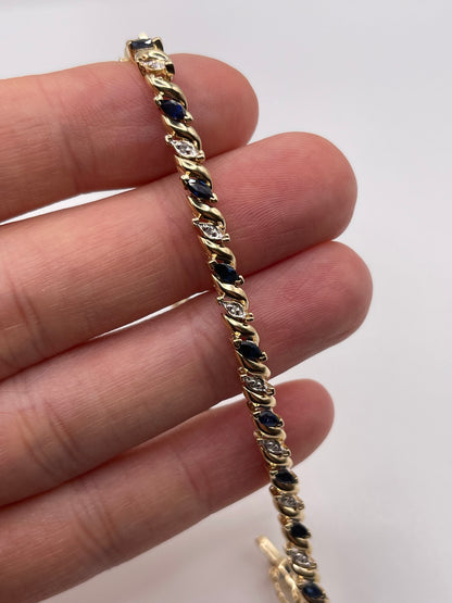 9ct gold sapphire and diamond bracelet