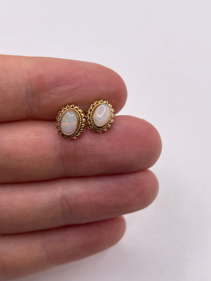9ct gold opal earrings