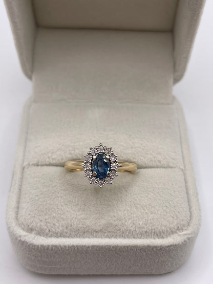 9ct gold sapphire and diamond ring