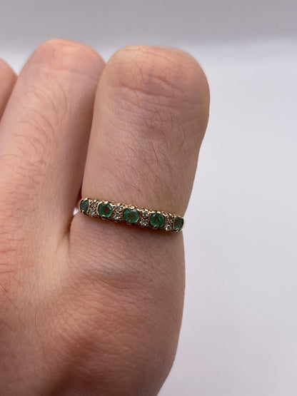 9ct gold emerald and diamond ring