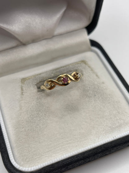 9ct gold ruby and diamond ring