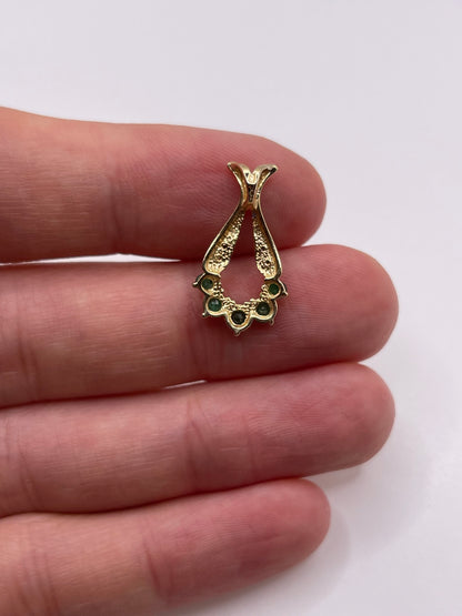 9ct gold emerald and diamond pendant