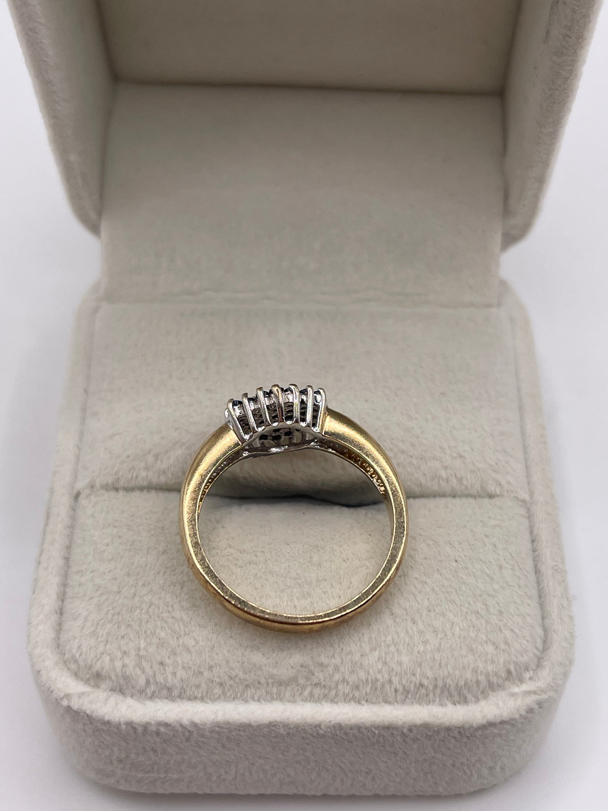 9ct gold sapphire and diamond cluster ring