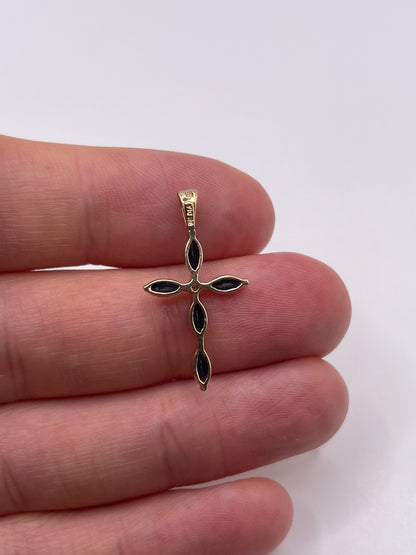 9ct gold sapphire and diamond cross pendant