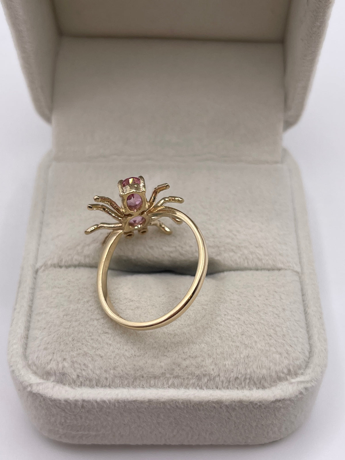 9ct gold pink topaz and diamond spider ring