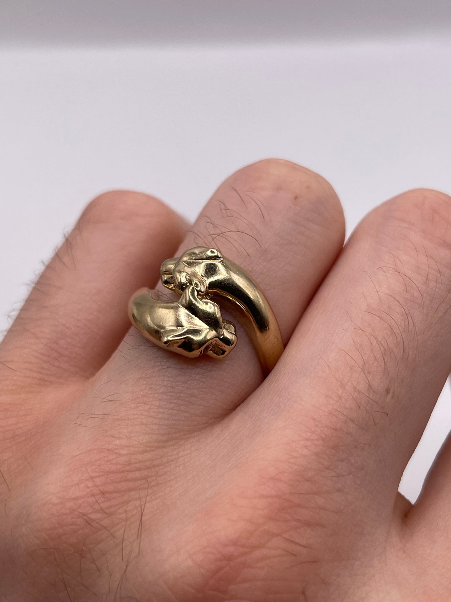 9ct gold ruby double panther ring