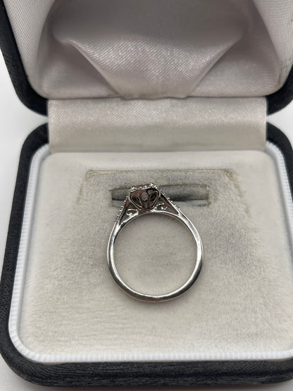 9ct white gold morganite and diamond ring