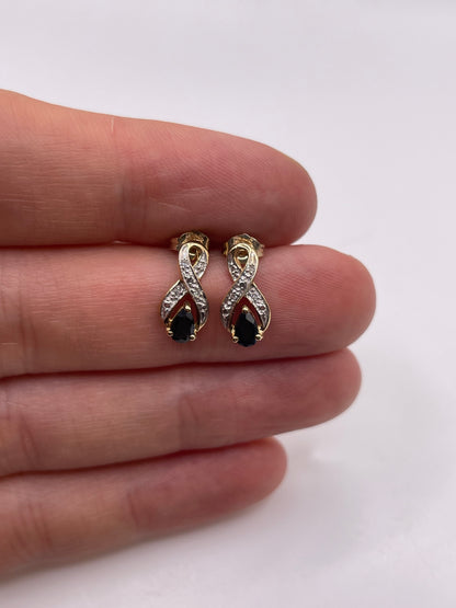 9ct gold sapphire and diamond earrings