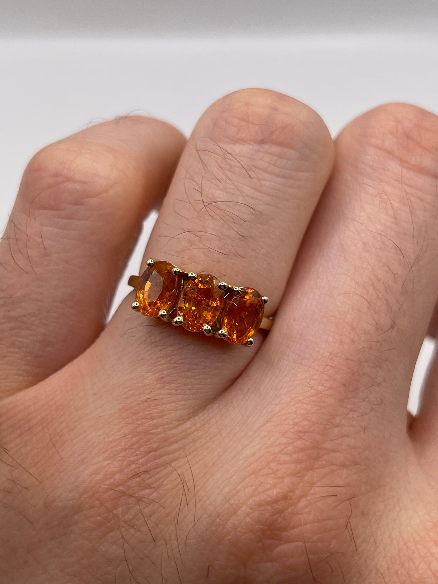 9ct gold orange sapphire ring