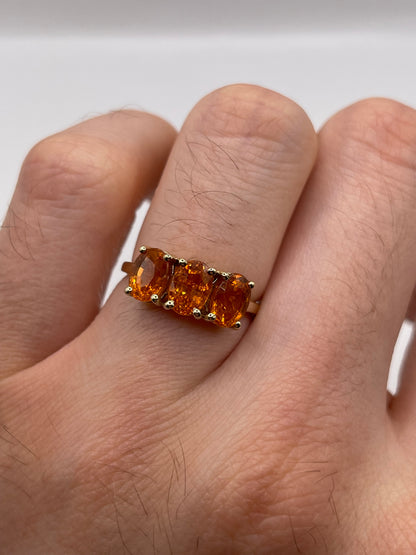 9ct gold orange sapphire ring