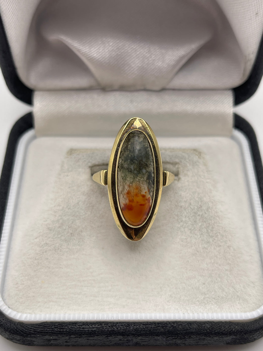 14ct gold moss agate ring