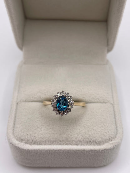 9ct gold topaz and diamond ring