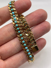 Load image into Gallery viewer, 14ct rose gold turquoise bracelet
