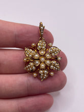 Load image into Gallery viewer, Antique 15ct gold pearl pendant / brooch
