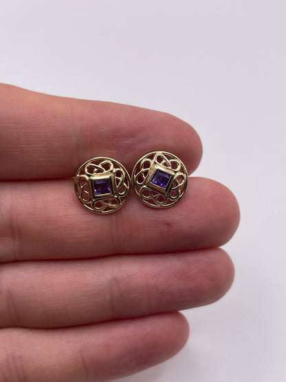 9ct gold amethyst earrings