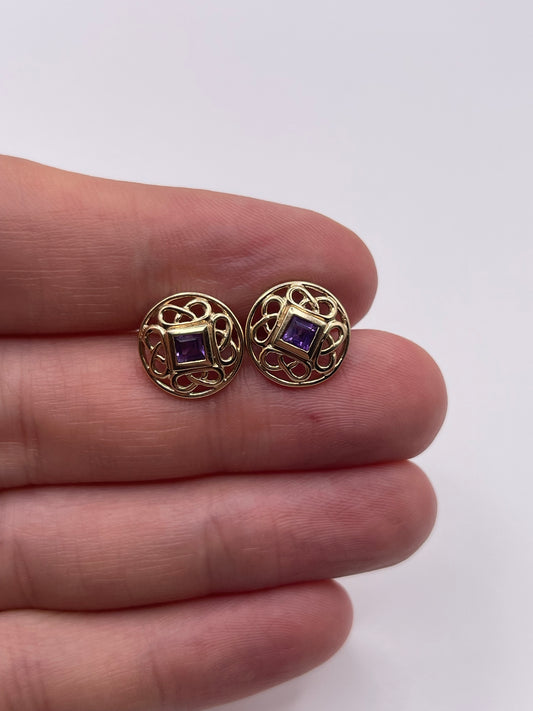 9ct gold amethyst earrings