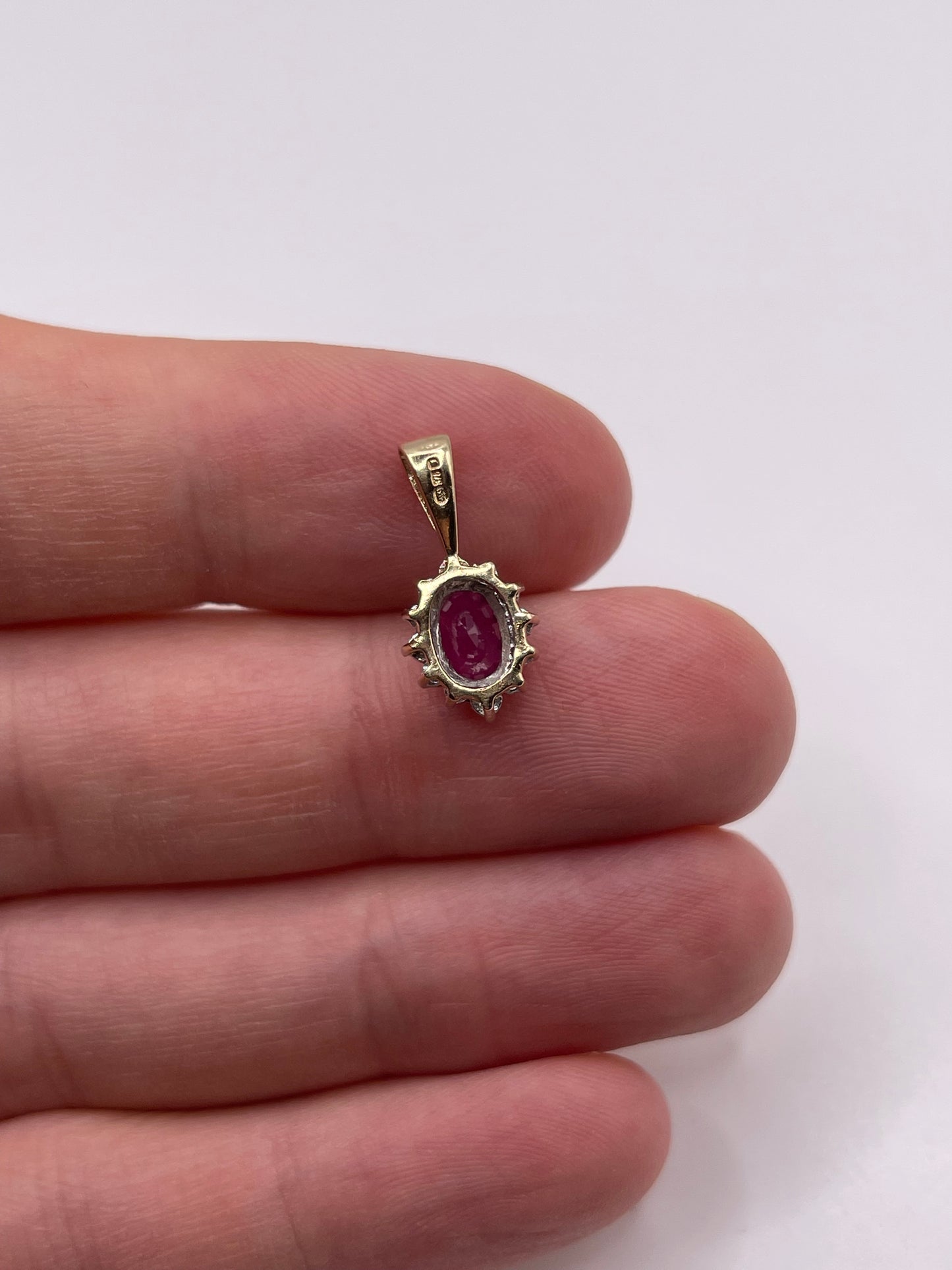 9ct gold ruby and diamond pendant