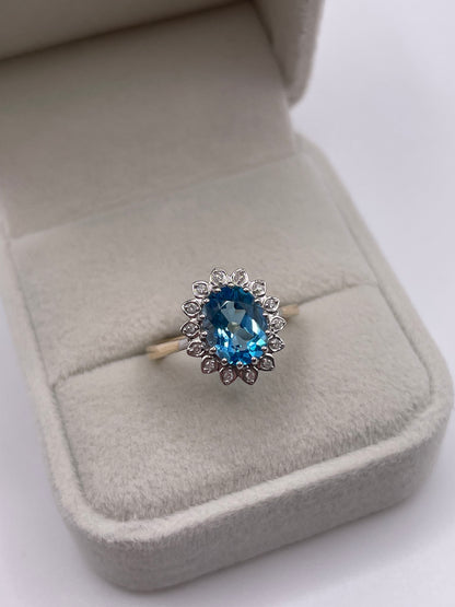 9ct gold topaz and diamond ring
