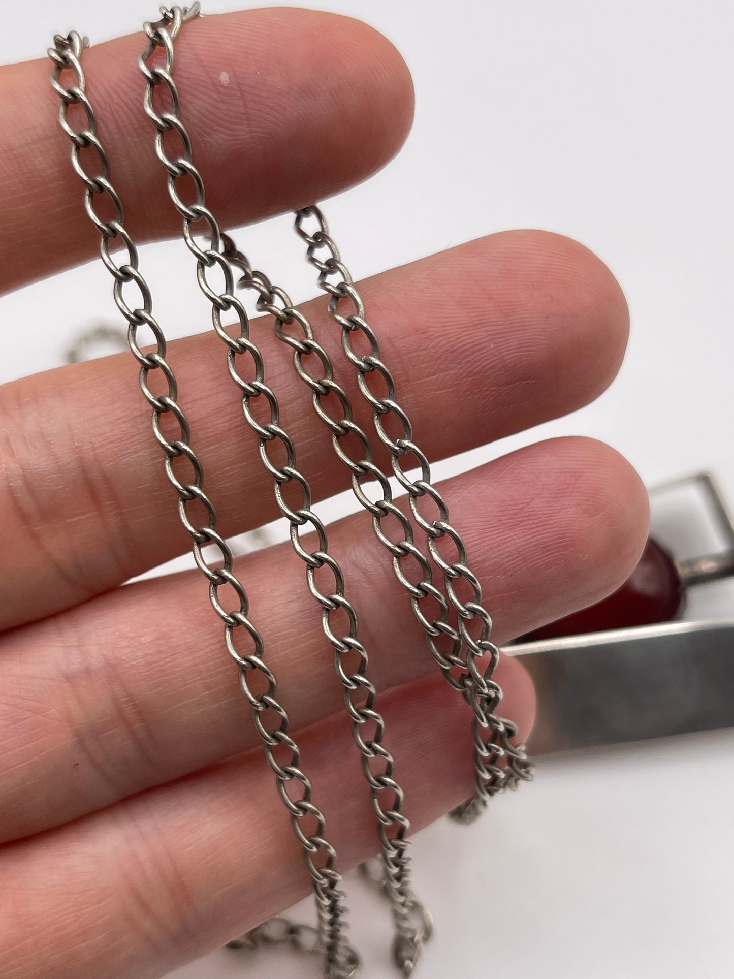 Silver amber necklace