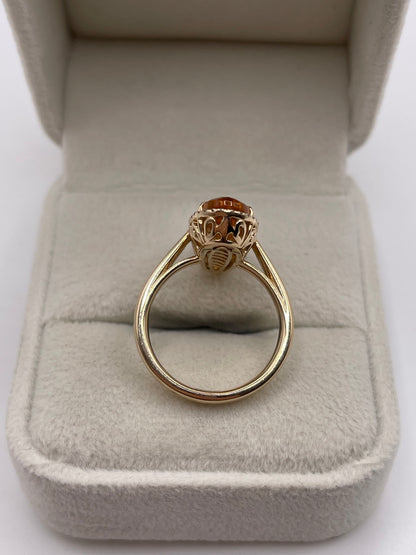 9ct gold citrine and diamond ring