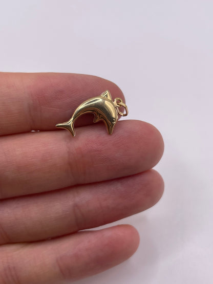 9ct gold enamel dolphin charm