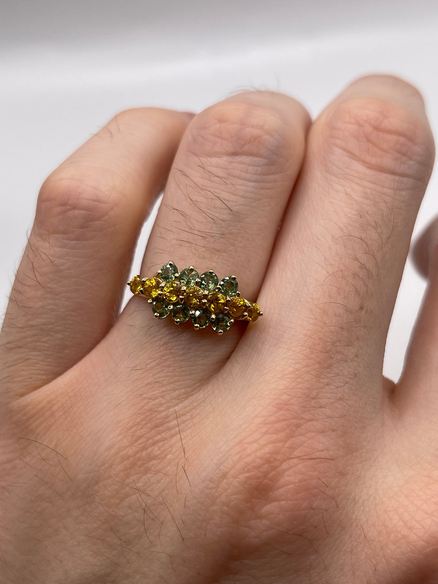 9ct gold sapphire cluster ring