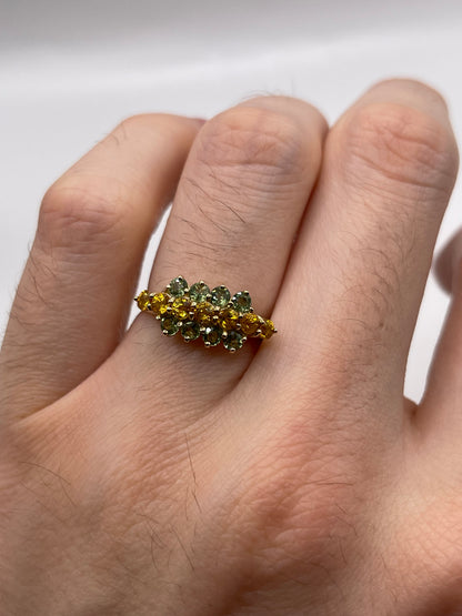 9ct gold sapphire cluster ring