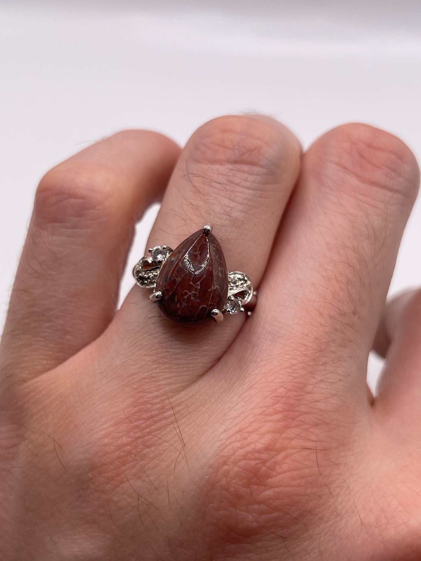 Silver gemstone ring