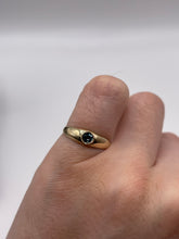 Load image into Gallery viewer, 9ct gold London blue topaz gypsy ring
