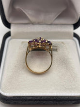 Load image into Gallery viewer, 9ct gold amethyst cluster ring
