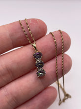 Load image into Gallery viewer, 9ct gold mystic topaz and diamond necklace
