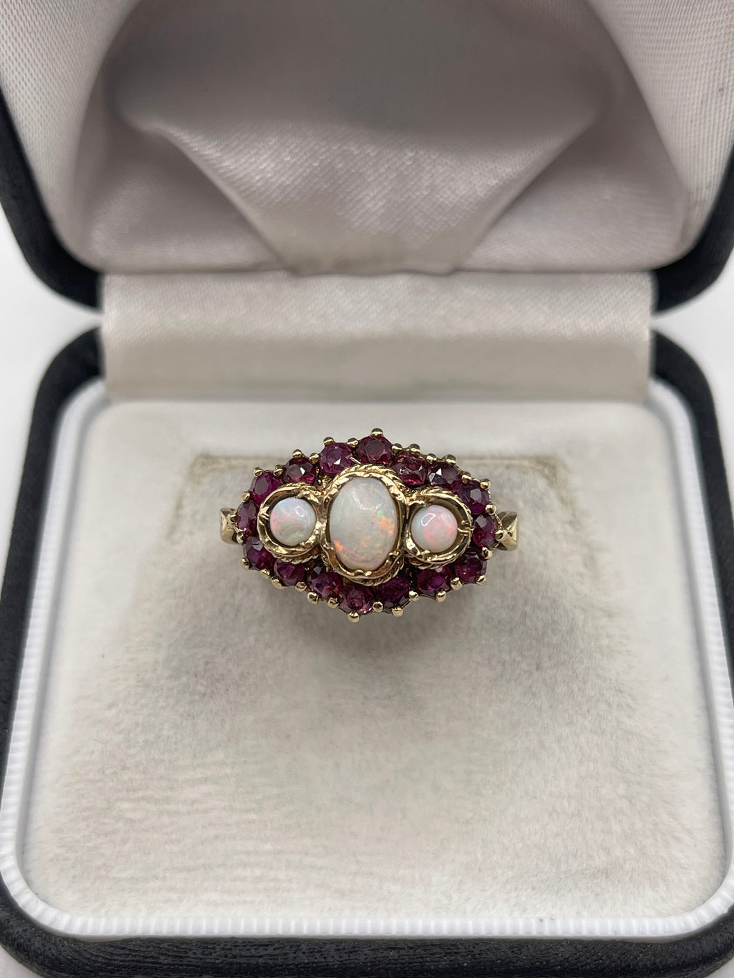 9ct gold opal and ruby ring