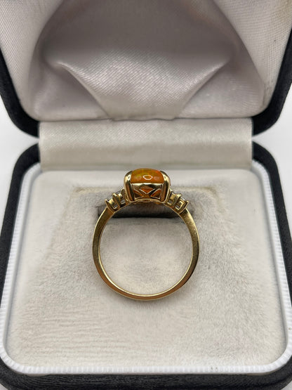 9ct gold opal and diamond ring