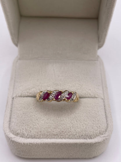 9ct gold ruby and diamond ring
