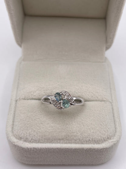 9ct white gold alexandrite and diamond ring