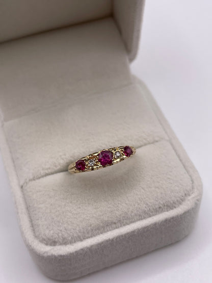9ct gold ruby and diamond ring