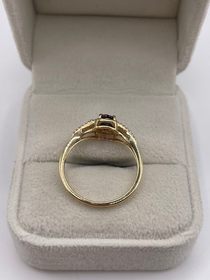 9ct gold tourmaline and zircon ring