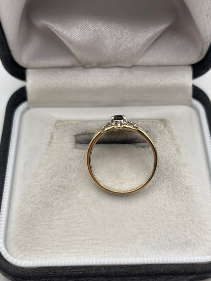 9ct gold sapphire and diamond ring