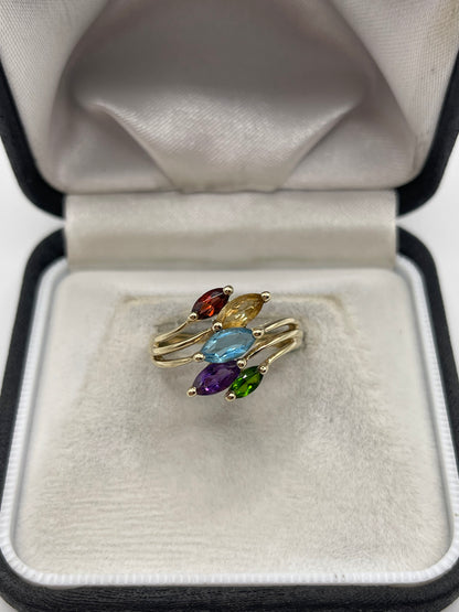 9ct gold multi gemstone ring
