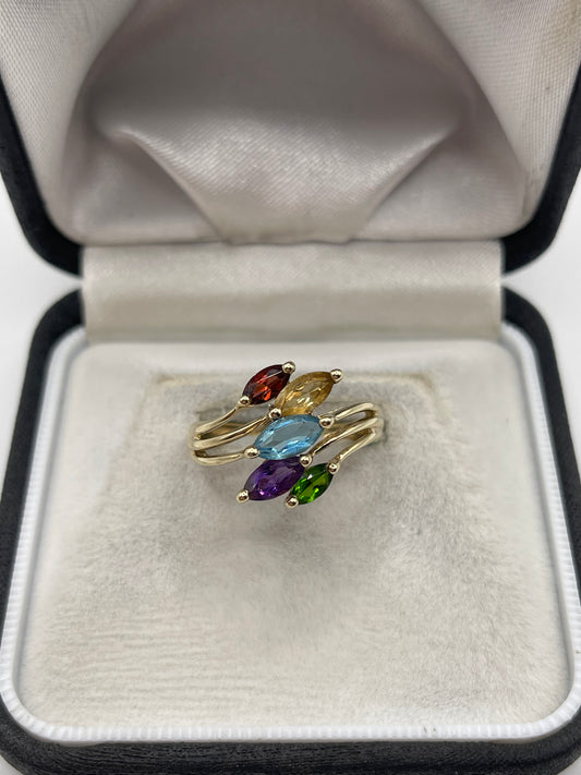 9ct gold multi gemstone ring