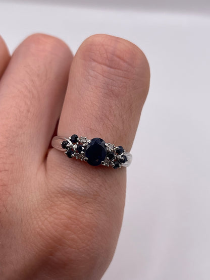 9ct white gold sapphire and diamond ring