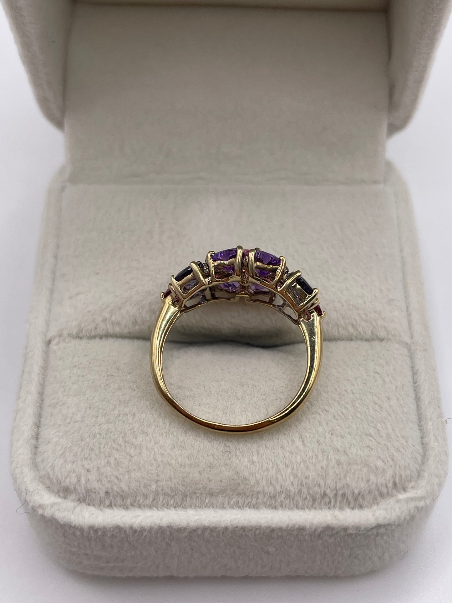 9ct gold multi gemstone and diamond ring