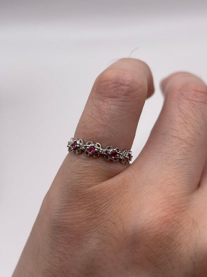 9ct two tone gold ruby and diamond ring
