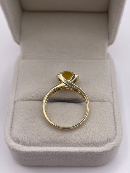 9ct gold citrine and diamond ring