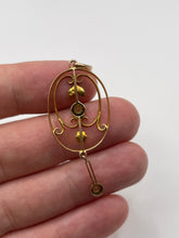 Load image into Gallery viewer, Antique 9ct gold peridot and pearl pendant

