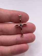 Load image into Gallery viewer, 9ct gold garnet and diamond cross pendant
