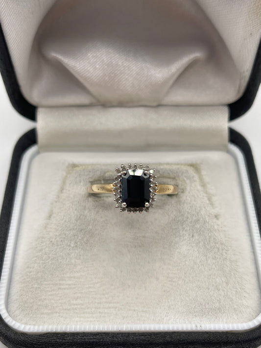 9ct gold sapphire and diamond ring