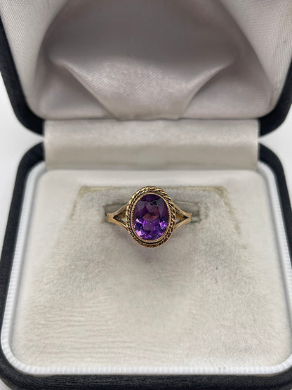 9ct gold amethyst ring